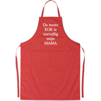 De beste kok is toevallig mijn MAMA - Luxe Keukenschort Schort met tekst - Rood