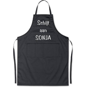Benza Schort Schijt aan Sonja - Grappige/Leuke/Mooie Keukenschort/Luxe - Zwart