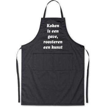 Benza Schort Koken is een gave, roosteren een kunst - Grappige/Leuke/Mooie Keukenschort/Luxe - Zwart