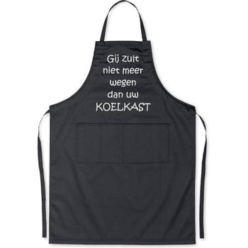 Benza Schort GIJ zult niet meer wegen dan uw KOELKAST - Grappige/Leuke/Mooie/Luxe Keukenschort - Zwart