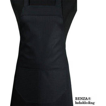 Benza Schort Keukenschort: Satijn met streep - Zwart (70 x 80 cm)
