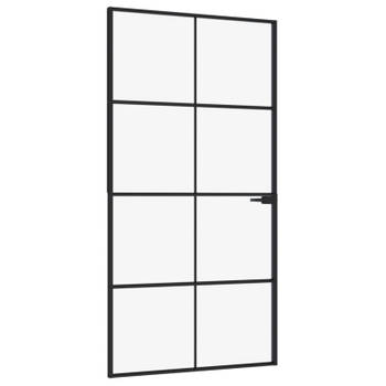 vidaXL Binnendeur 102x201,5 cm gehard glas en aluminium smal zwart