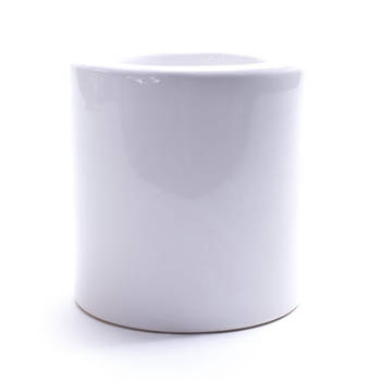 Premium Witte Porseleinen Toiletborstelhouder met RVS Toiletborstel - 40x16cm - Glans Wit Duurzame en Moderne