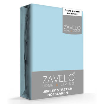 Zavelo® Jersey Hoeslaken Ice-Blue-Lits-jumeaux (160x200 cm)