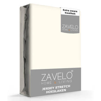 Zavelo® Jersey Hoeslaken Ivoor-Lits-jumeaux (190x220 cm)