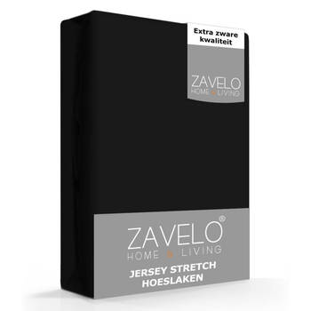 Zavelo® Jersey Hoeslaken Zwart-Lits-jumeaux (190x220 cm)