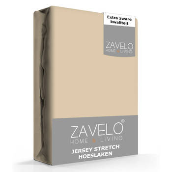 Zavelo® Jersey Hoeslaken Zand-Lits-jumeaux (190x220 cm)