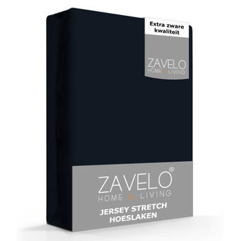 Zavelo® Jersey Hoeslaken Navy-2-persoons (140x200 cm)