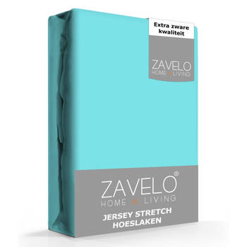 Zavelo® Jersey Hoeslaken Aqua-2-persoons (140x200 cm)