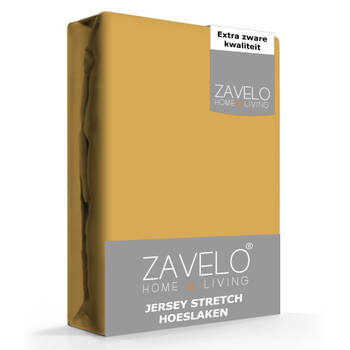 Zavelo® Jersey Hoeslaken Okergeel-Lits-jumeaux (160x200 cm)