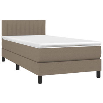 vidaXL Boxspring met matras stof taupe 90x200 cm