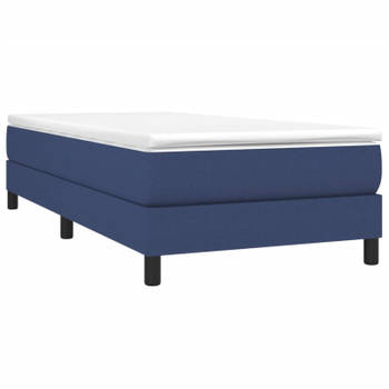 vidaXL Boxspring met matras stof blauw 90x190 cm