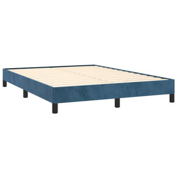 vidaXL Bedframe zonder matras 140x190 cm fluweel donkerblauw