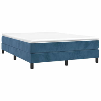 vidaXL Bedframe zonder matras 140x190 cm fluweel donkerblauw