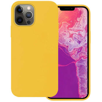 Basey iPhone 14 Pro Hoesje Siliconen Back Cover Case - iPhone 14 Pro Hoes Silicone Case Hoesje - Geel