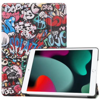 Basey iPad 10.2 2020 Hoesje Kunstleer Hoes Case Cover -Graffity