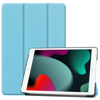 Basey iPad 10.2 2021 Hoesje Kunstleer Hoes Case Cover -Lichtblauw