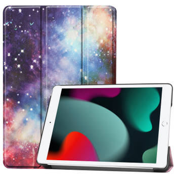 Basey iPad 10.2 2021 Hoesje Kunstleer Hoes Case Cover -Galaxy