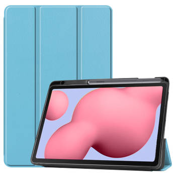 Basey Samsung Galaxy Tab S6 Lite Hoesje Kunstleer Hoes Case Cover -Lichtblauw