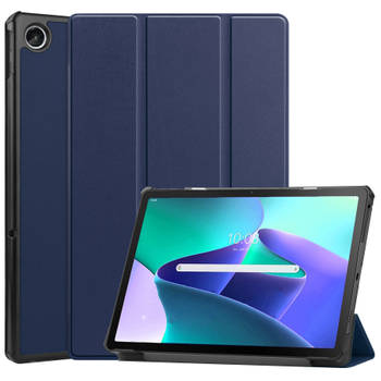 Basey Lenovo Tab M10 Plus (3e Gen) Hoesje Kunstleer Hoes Case Cover -Donkerblauw