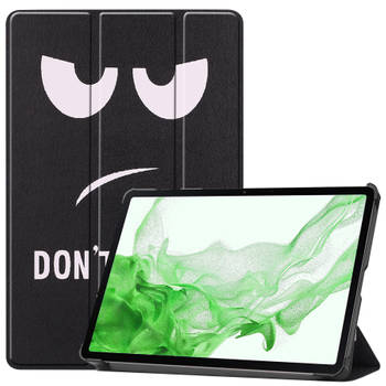 Basey Samsung Galaxy Tab S8 Hoesje Kunstleer Hoes Case Cover -Don't Touch Me