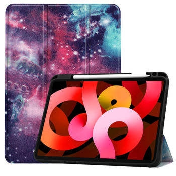 Basey iPad Air 5 (2022) Hoesje Kunstleer Hoes Case Cover -Galaxy