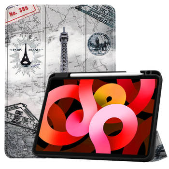 Basey iPad Air 5 (2022) Hoesje Kunstleer Hoes Case Cover -Eiffeltoren