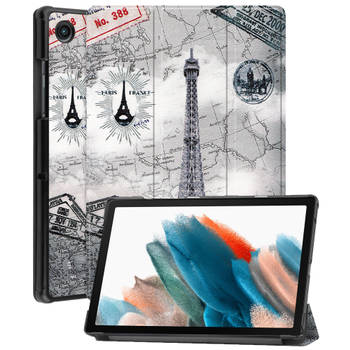 Basey Samsung Galaxy Tab A8 Hoesje Kunstleer Hoes Case Cover -Eiffeltoren
