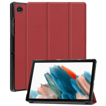 Basey Samsung Galaxy Tab A8 Hoesje Kunstleer Hoes Case Cover -Donkerrood