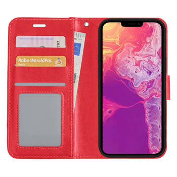 Basey iPhone 13 Hoesje Bookcase Kunstleer - iPhone 13 Hoes Flip Case Book Cover - Rood