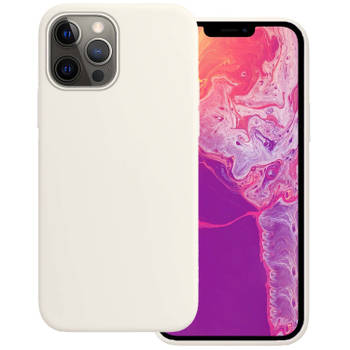 Basey iPhone 13 Pro Max Hoesje Siliconen Hoes Case Cover -Wit