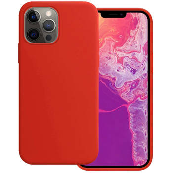 Basey iPhone 13 Pro Max Hoesje Siliconen Hoes Case Cover -Rood