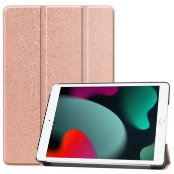 Basey iPad 10.2 2021 Hoesje Kunstleer Hoes Case Cover -Rose goud