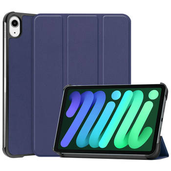 Basey iPad Mini 6 Hoesje Kunstleer Hoes Case Cover -Donkerblauw