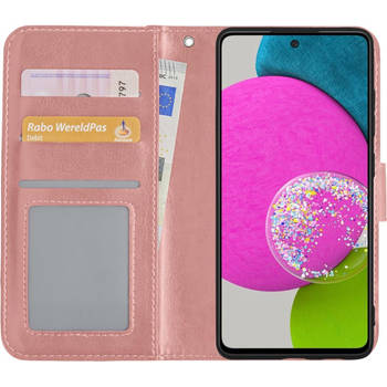 Basey Samsung Galaxy A52 Hoesje Book Case Kunstleer Cover Hoes - Rose goud