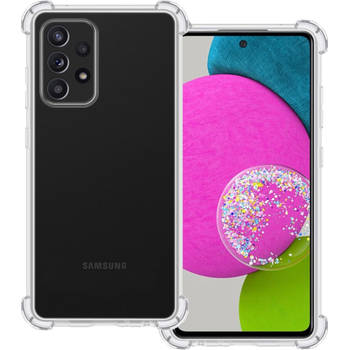 Basey Samsung Galaxy A52 Hoesje Siliconen Shock Proof Hoes Case Cover - Transparant