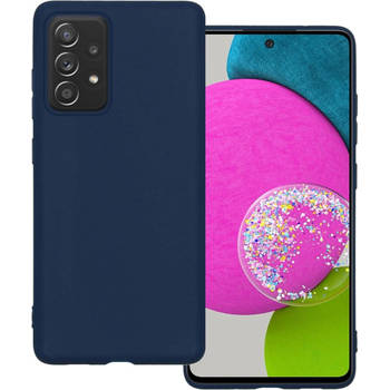 Basey Samsung Galaxy A52 Hoesje Siliconen Hoes Case Cover - Donkerblauw