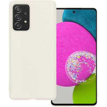 Basey Samsung Galaxy A52 Hoesje Siliconen Hoes Case Cover -Wit