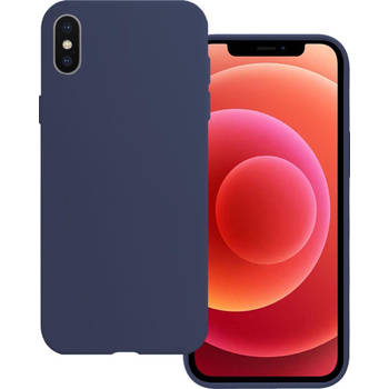 Basey iPhone Xs Hoesje Siliconen - iPhone Xs Case Back Cover Silicone - Donker Blauw