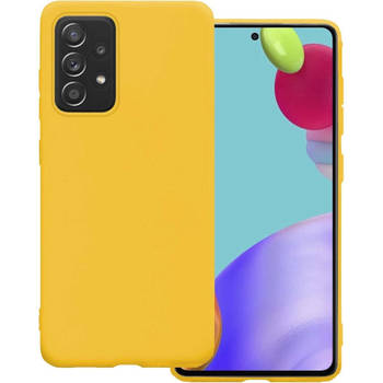 Basey Samsung Galaxy A52 Hoesje Siliconen Hoes Case Cover -Geel