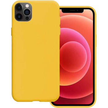 Basey iPhone 12 Pro Max Hoesje Siliconen Case Back Cover - iPhone 12 Pro Max Hoes Cover Silicone - Geel - 2x