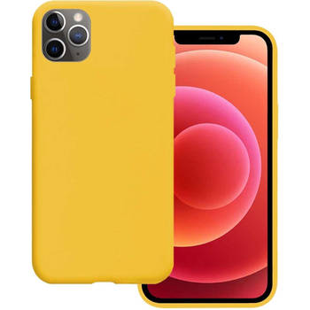 Basey iPhone 11 Pro Max Hoesje Siliconen Hoes Case Cover -Geel