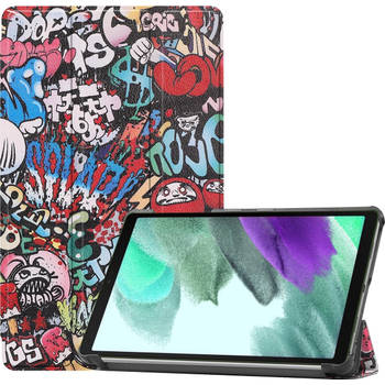 Basey Samsung Galaxy Tab A7 Lite Hoesje Kunstleer Hoes Case Cover -Graffity