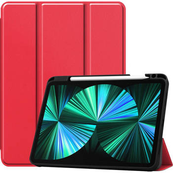 Basey iPad Pro 2021 (12.9 inch) Hoes Case Hoesje Met Uitsparing Apple Pencil - Rood