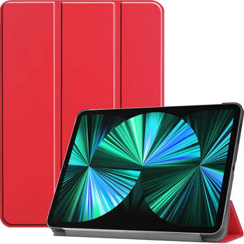 Basey iPad Pro 2021 (12,9 inch) Hoesje Kunstleer Hoes Case Cover -Rood