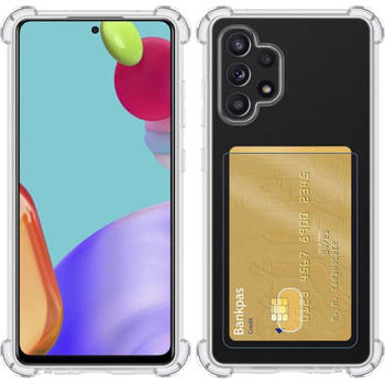 Basey Samsung Galaxy A52 Hoesje Siliconen Hoes Case Cover met Pasjeshouder - Transparant