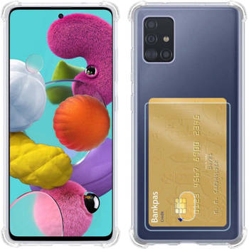 Basey Samsung Galaxy A71 Hoesje Siliconen Hoes Case Cover met Pasjeshouder - Transparant