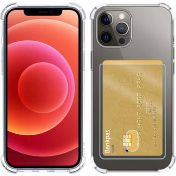 Basey iPhone 12 Hoesje Met Pasjeshouder Transparant Card Case Shock Hoes