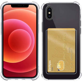 Basey iPhone Xs Hoesje Siliconen Hoes Case Cover met Pasjeshouder - Transparant