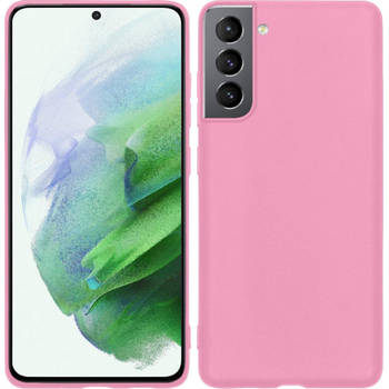 Basey Samsung Galaxy S21 Plus Hoesje Siliconen Hoes Case Cover -Roze